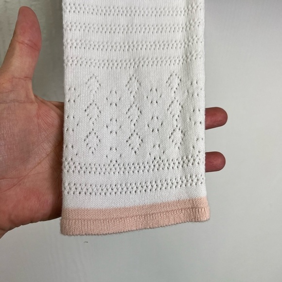 Free People - White Open Fun Design Long Sleeve Trimmed Pink Crop Top Medium - Picture 5 of 12